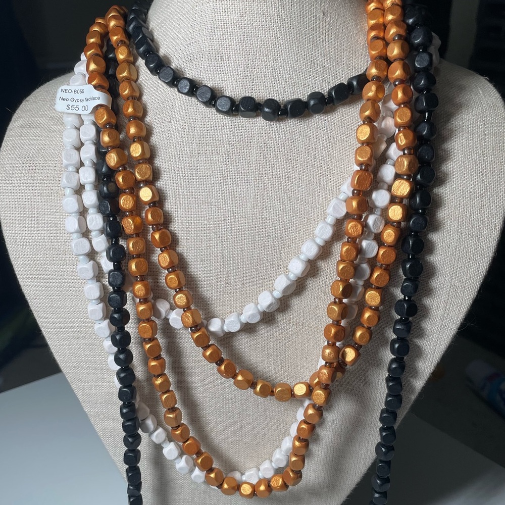 X3 WOOD BEADED NECKLACES